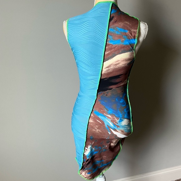 Funky SHEIN sleeveless multi-print dress NWOT - Picture 2 of 7